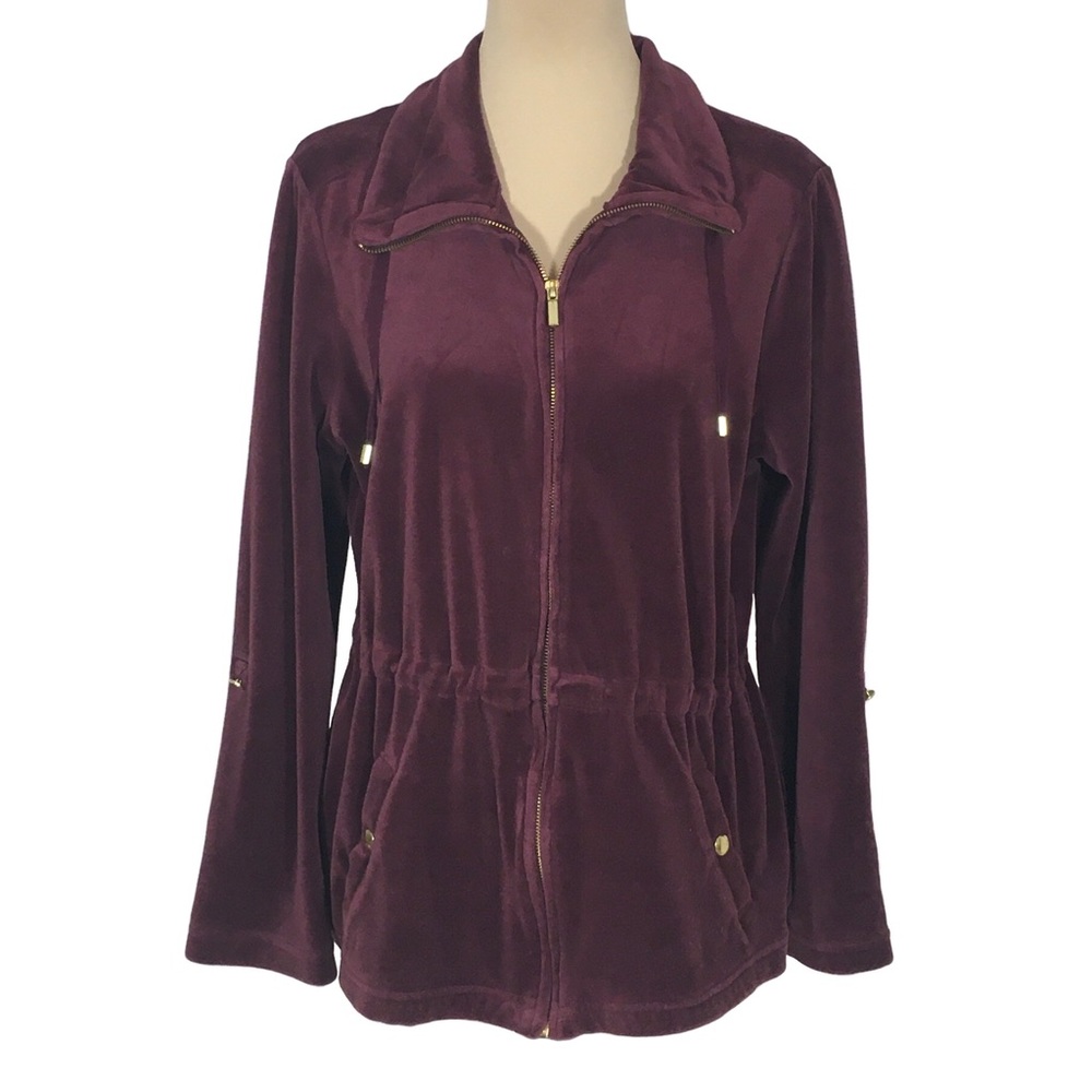 Basic Editions | Plum Velour Cinched Waist Jacket, Women's Large